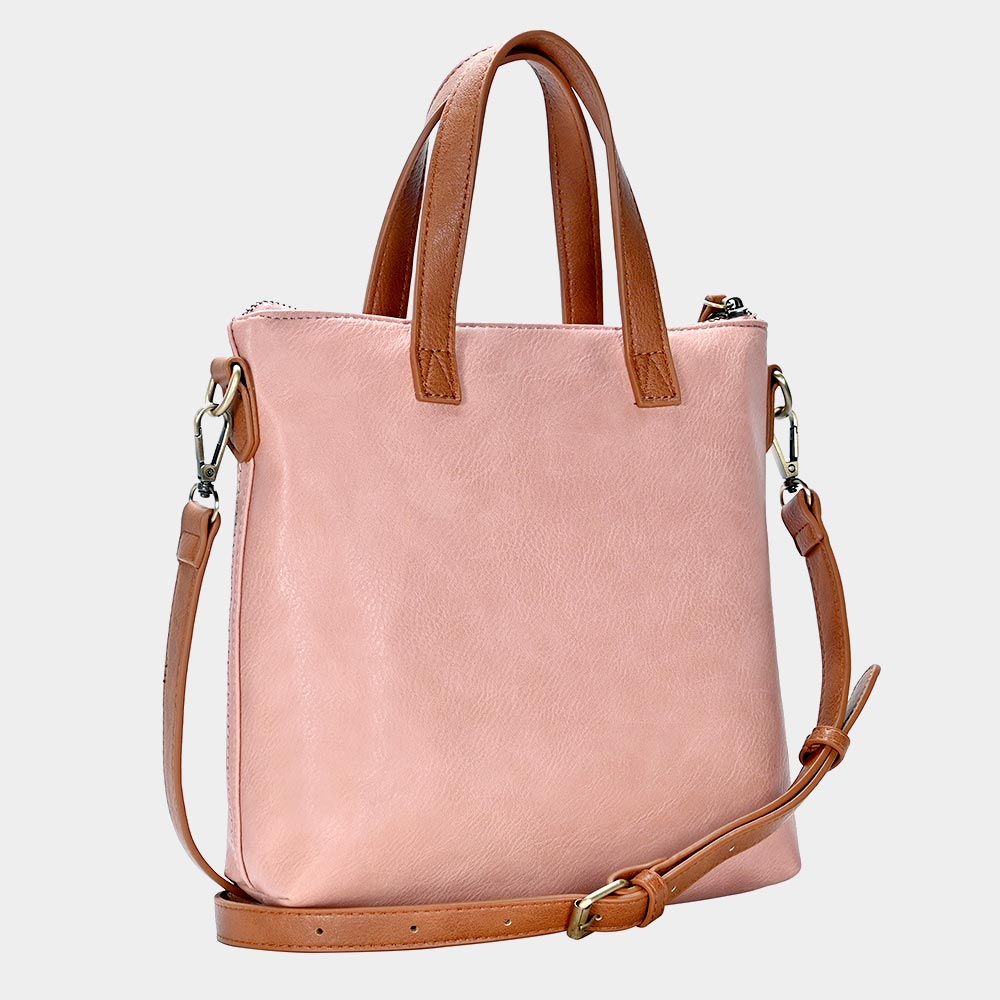 Solid Faux Leather Tote / Crossbody Bag