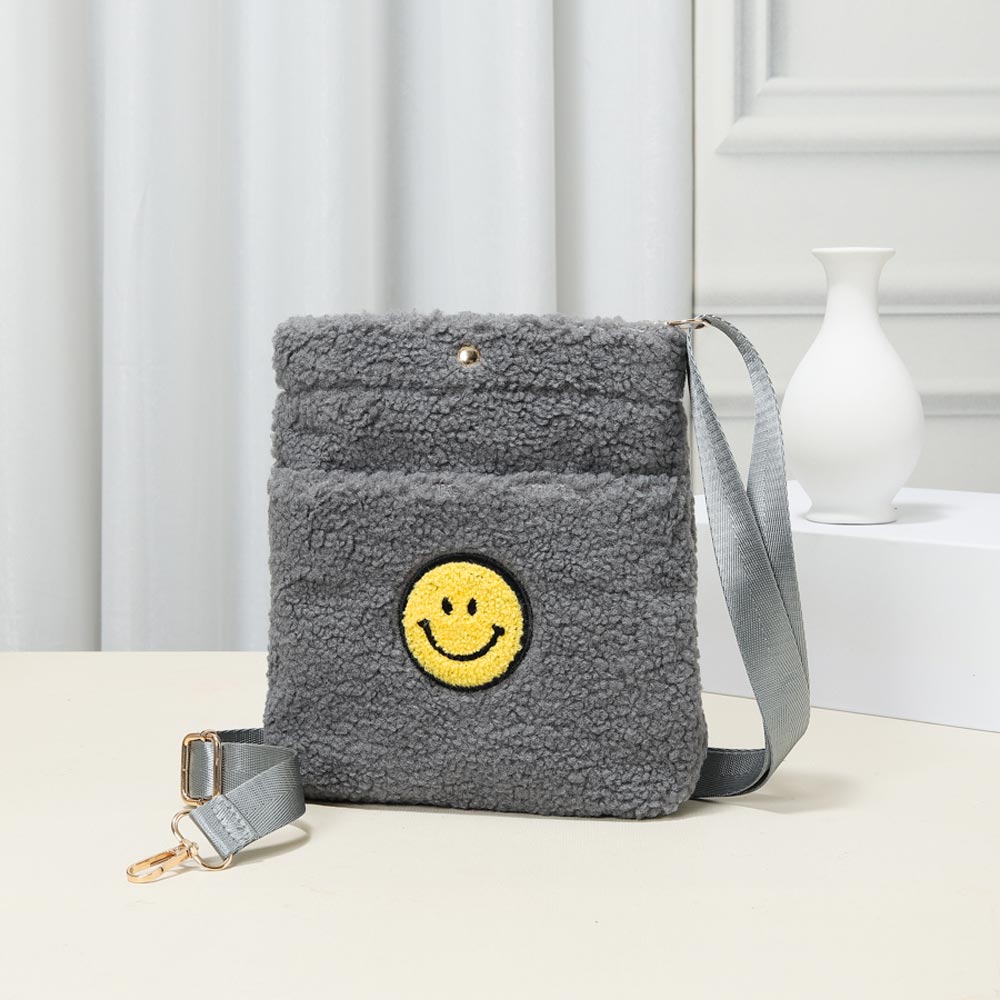 Smile Pointed Sherpa Rectangle Crossbody Bag