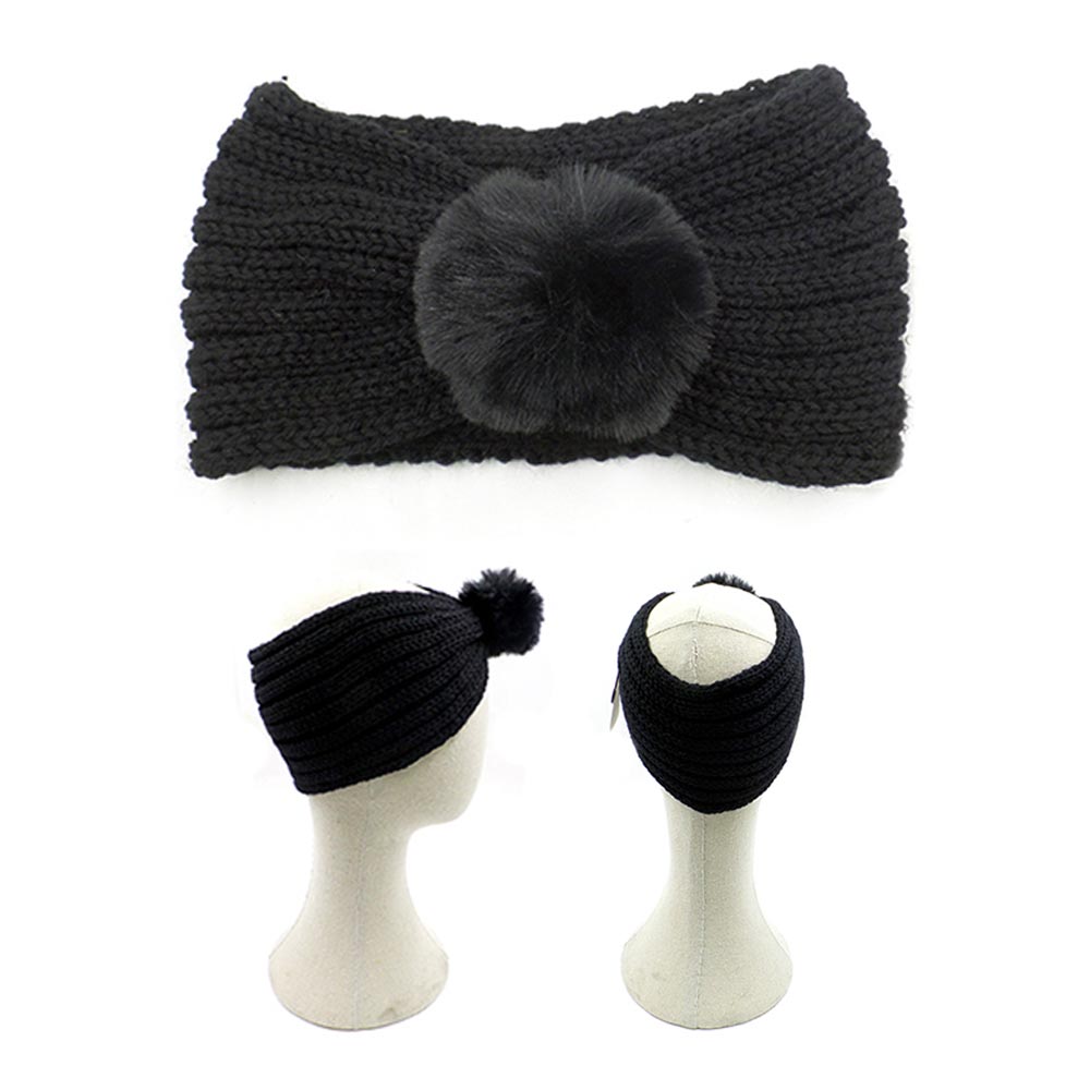 12PCS Pom Pom Accented Knit Earmuff Headbands