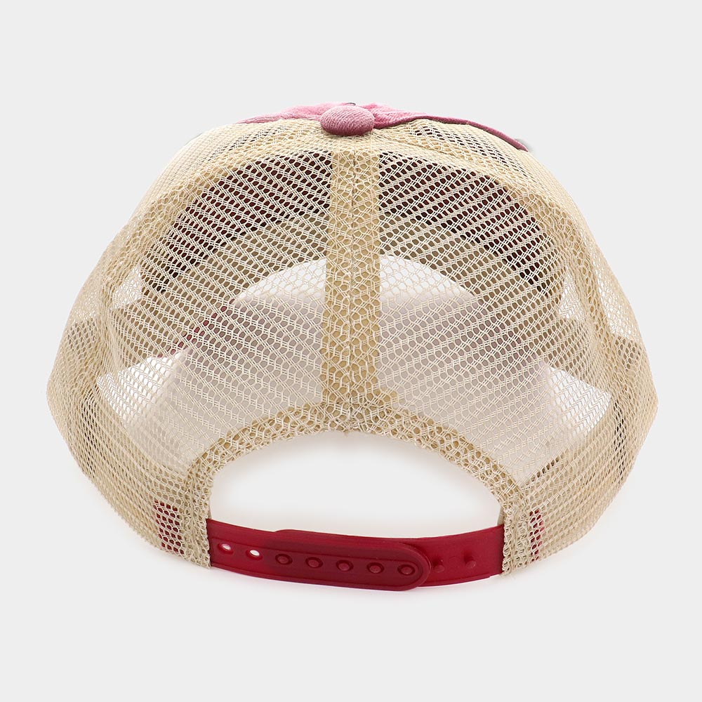 Glittered Smile Patch Mesh Back Baseball Cap