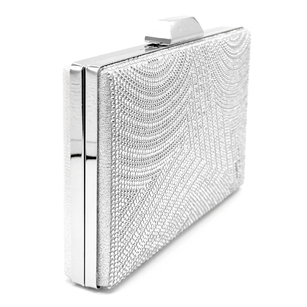 Pattern Detailed Bling Rectangle Evening Clutch / Crossbody Bag