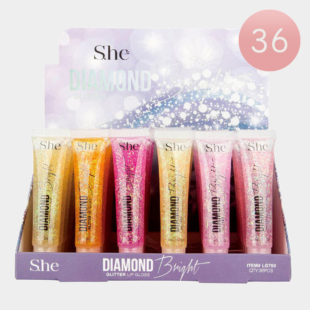 36PCS Diamond Bright Glitter Lip Glosses