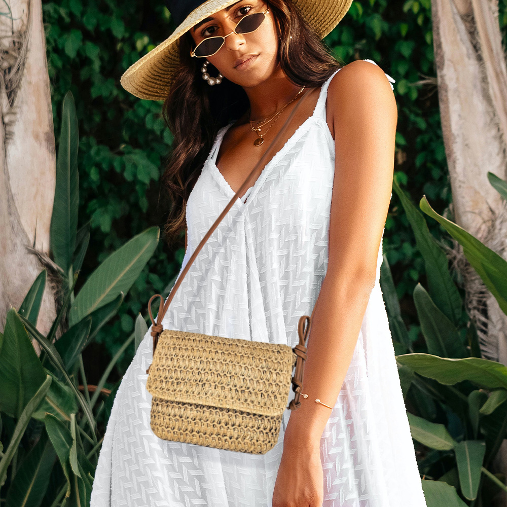 Woven Straw Crossbody Bag