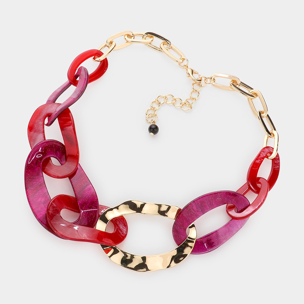 Irregular Open Resin Link Necklace