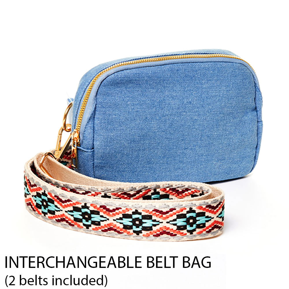 Interchangeable Strap Denim Sling Bag / Fanny Pack / Belt Bag