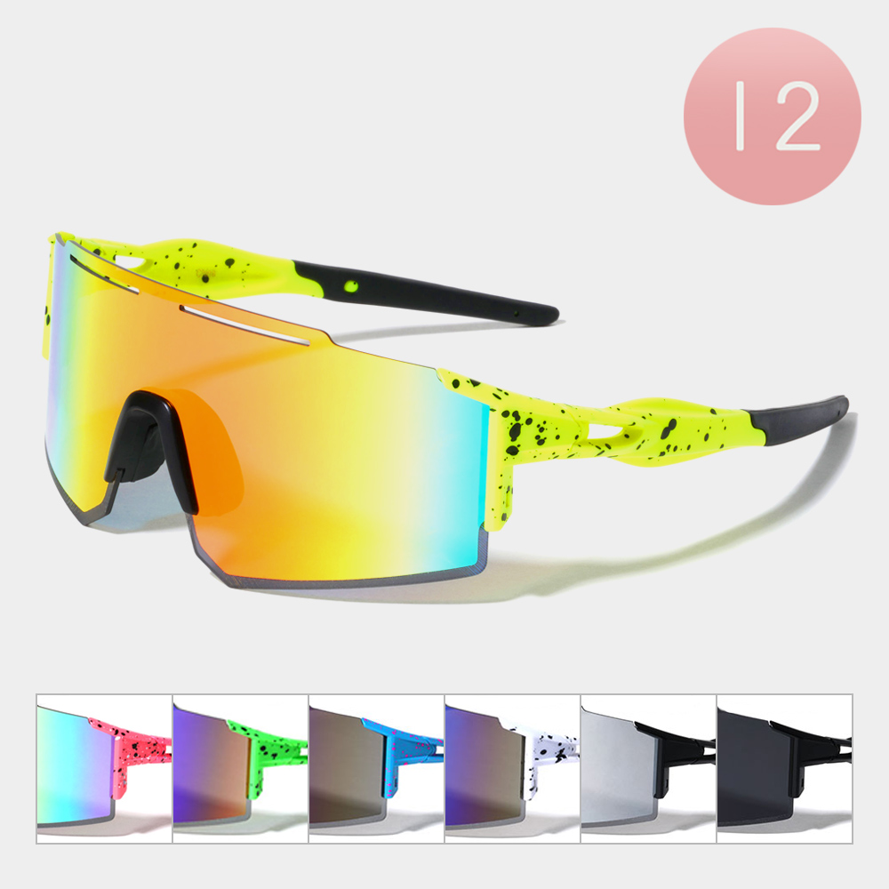 12PCS Paint Splash Visor Style Sunglasses