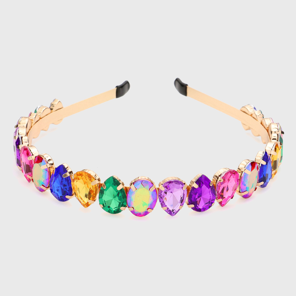 Oval Teardrop Stone Cluster Headband