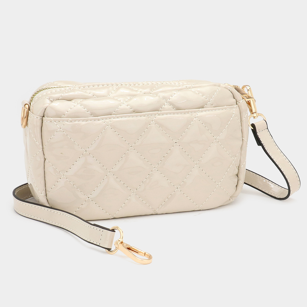 Quilted Solid Rectangle Crossbody Bag