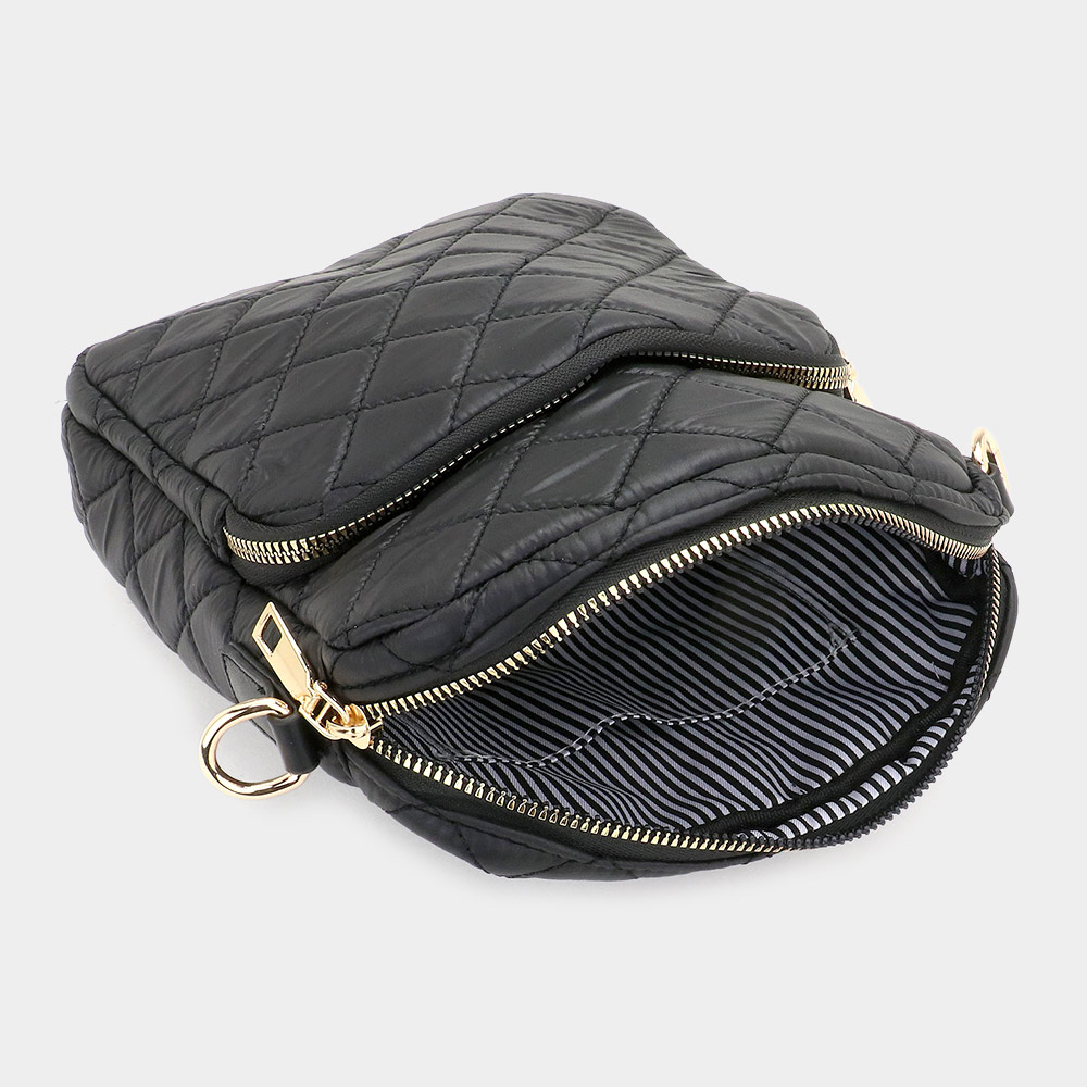 Quilted Solid Puffer Crossbody Bag