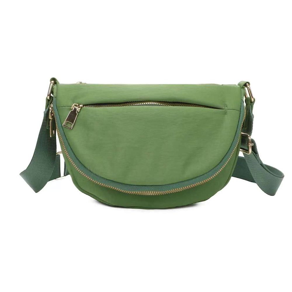 Half Round Solid Nylon Crossbody Bag