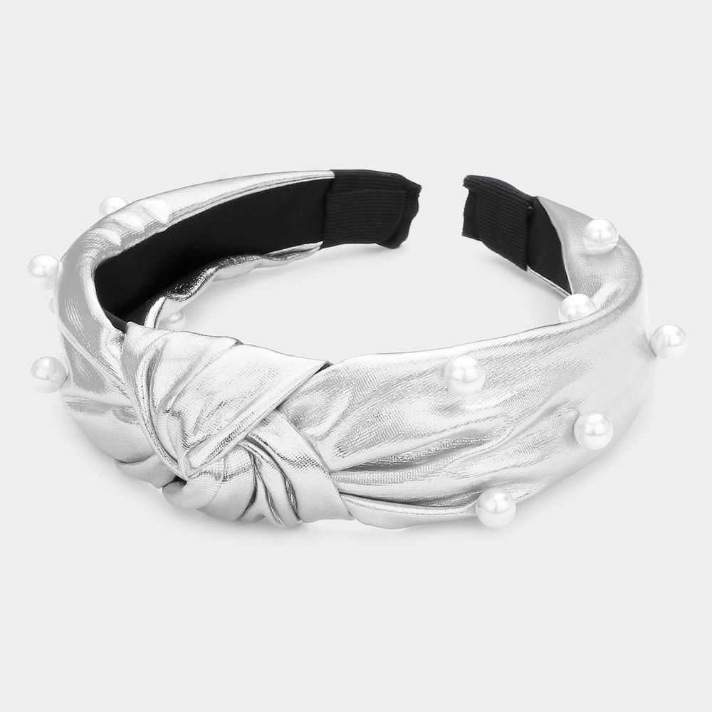 Pearl Embellished Knot Burnout Headband