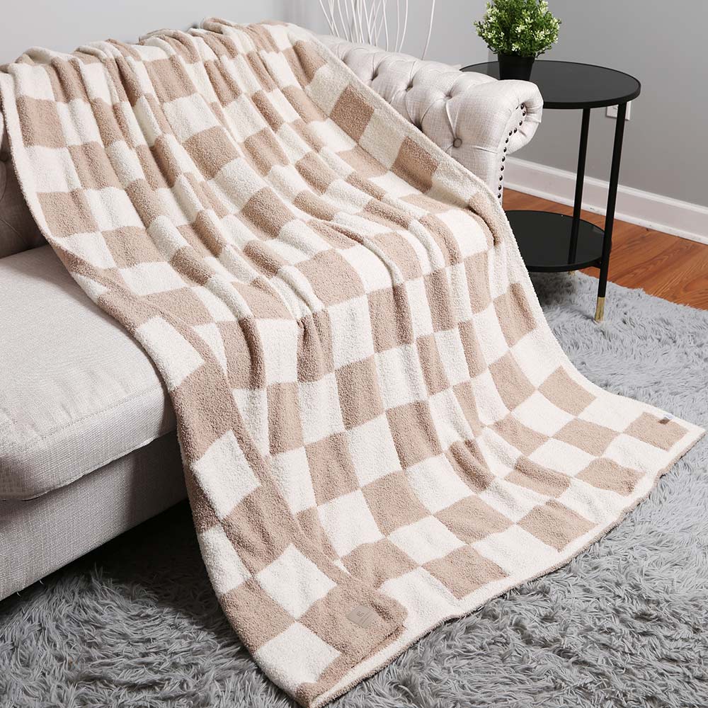 Reversible Checkerboard Patterned Throw Blanket