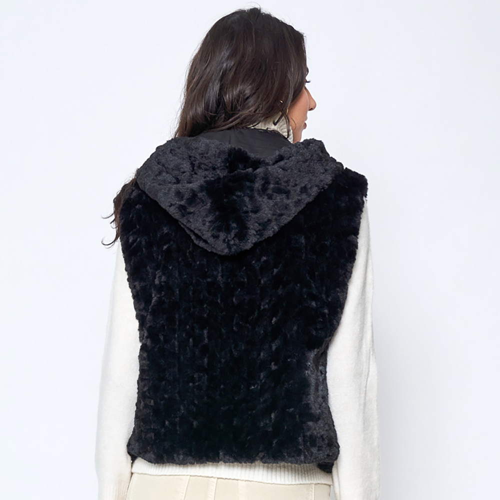 Solid Faux Fur Hooded Vest