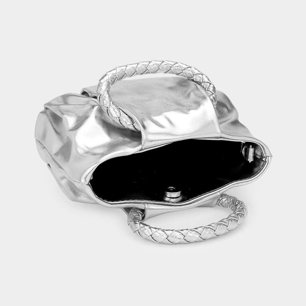 Faux Leather Top Handle Crossbody Mini Bag