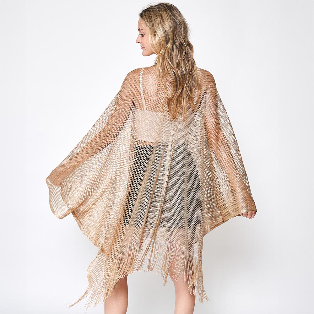 Sparkle Glitter Mesh Kimono Poncho