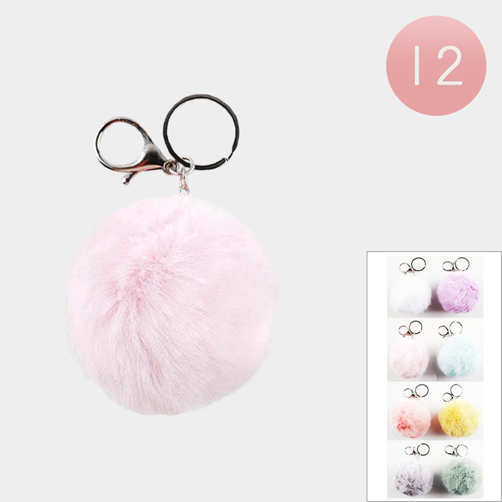 12PCS Pom Pom Keychains