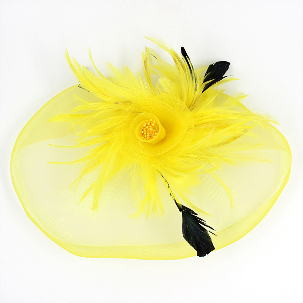 Feather Pearl Cluster Mesh Flower Fascinator / Headband