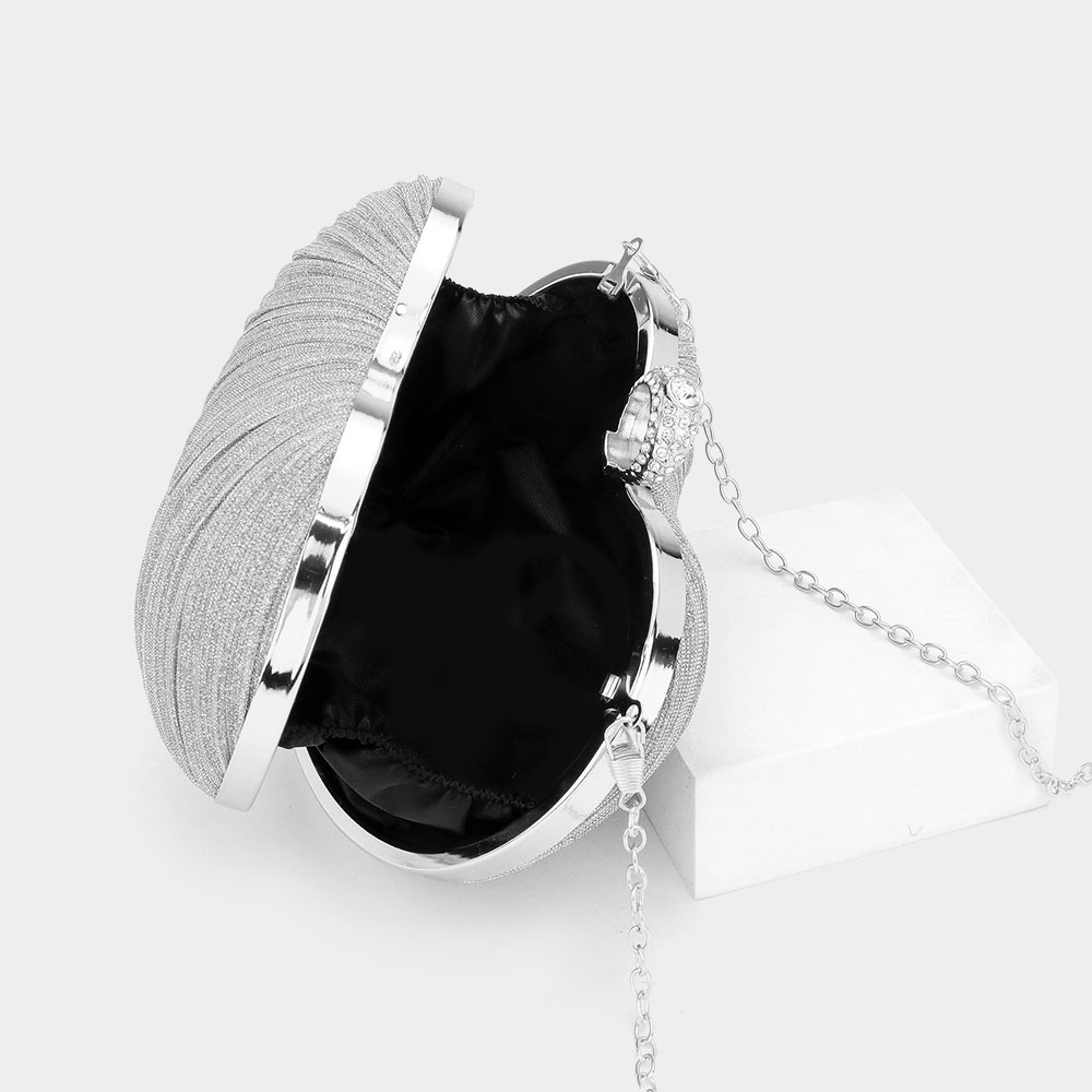 Sparkle Fabric Heart Fold Clutch / Evening Bag / Crossbody Bag