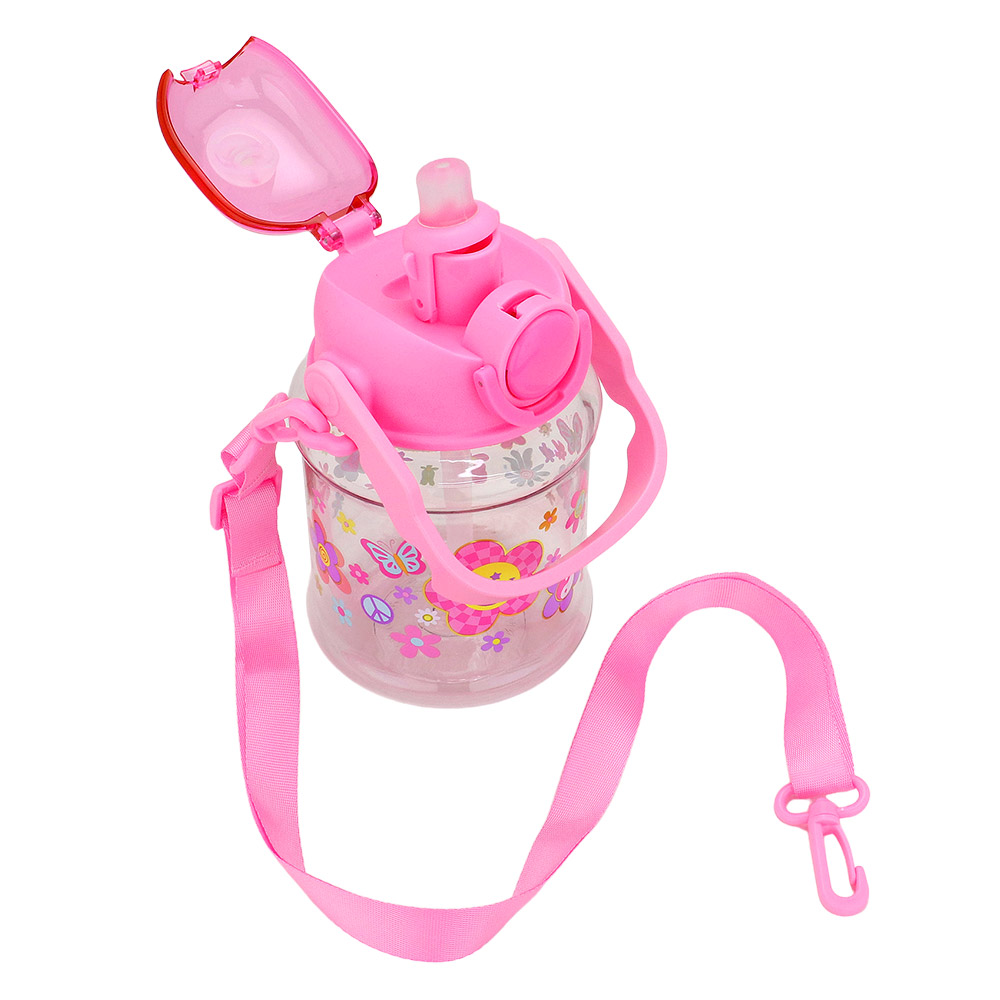 HOT FOCUS Groovy Flower Big Belly Water Bottle with Shoulder Strap