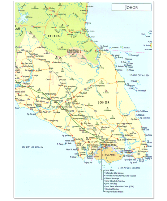 Map State of Johor Malaysia Wonderful Malaysia