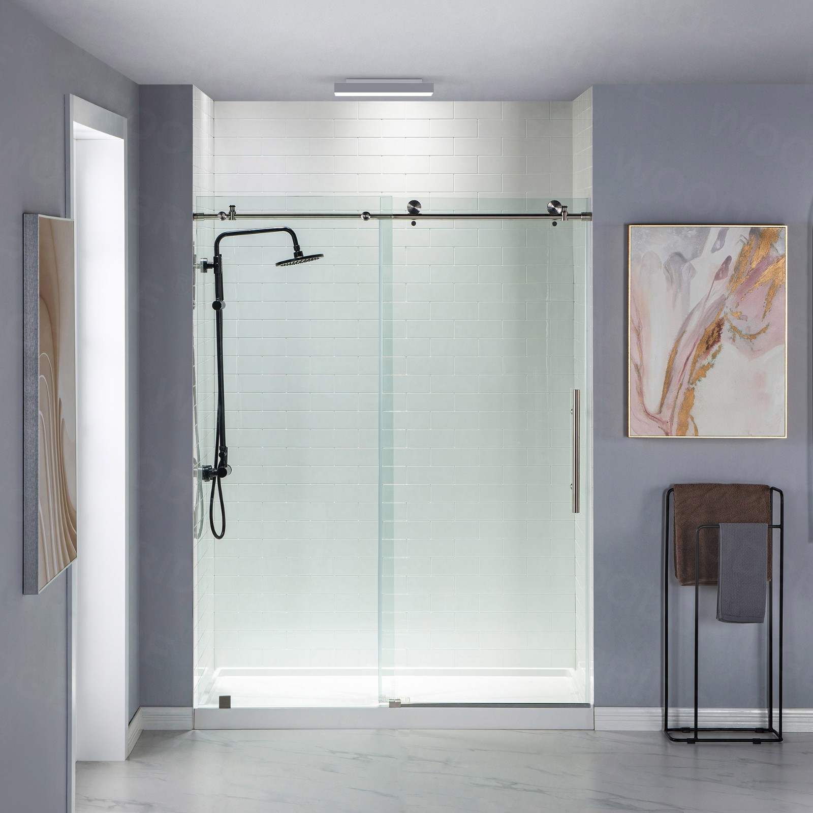 ᐅ【WOODBRIDGE Frameless Shower Doors 5660" Width x 76"Height with 3/8