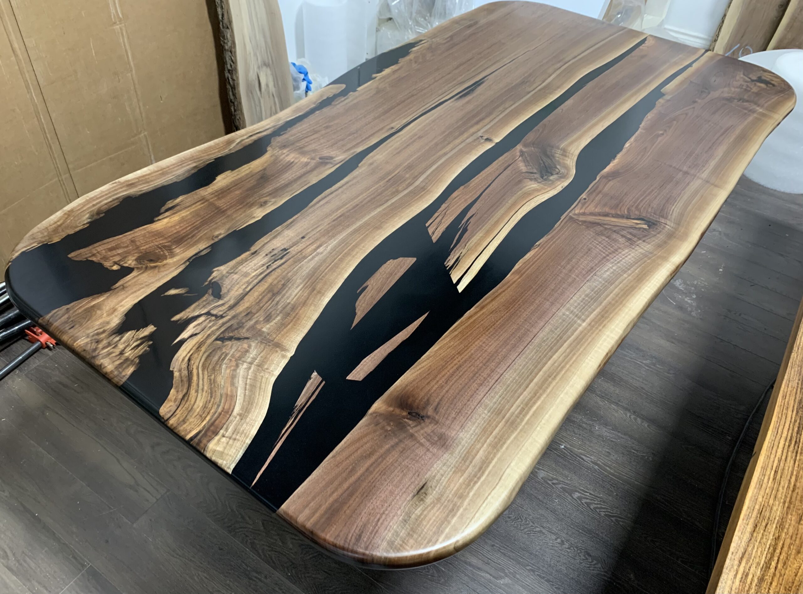 6ft x 3ft Black Epoxy River Table Walnut Woodify Canada