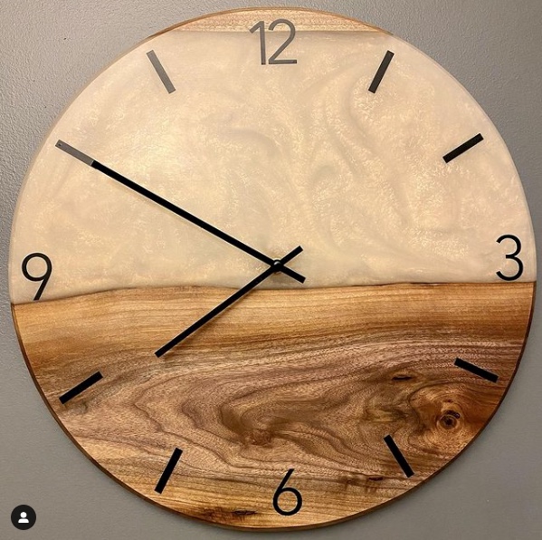 Walnut Custom Clock with Epoxy Highlights Woodify Canada