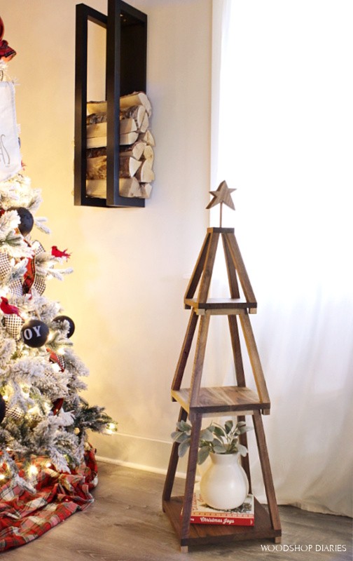 DIY Wooden Christmas Tree ShelfSTACKABLE! {Build it in 7 Steps}