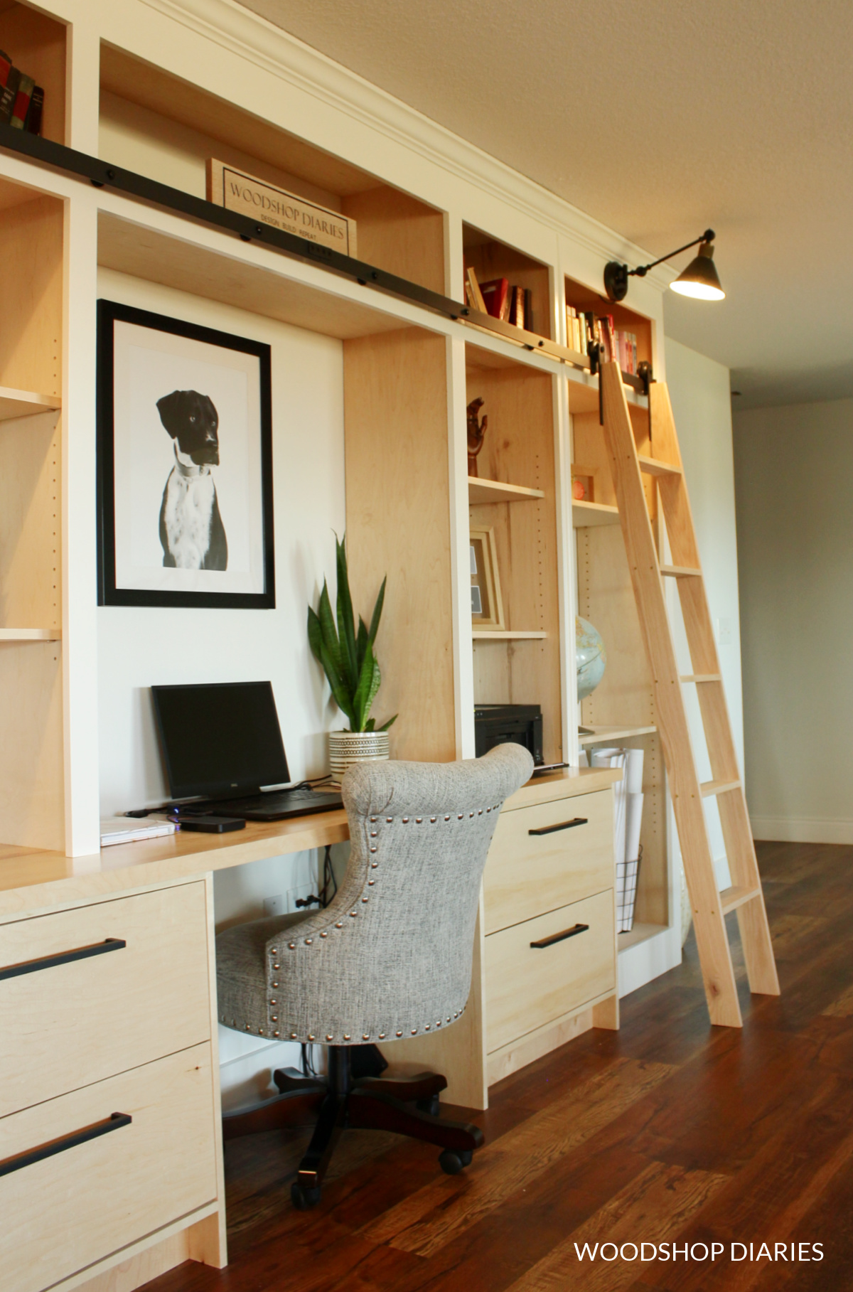 Create Your Dream Study with Full Wall Bookshelves with Desk Organize