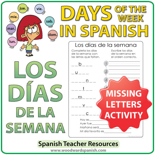 Spanish Days Missing Letters Woodward Spanish
