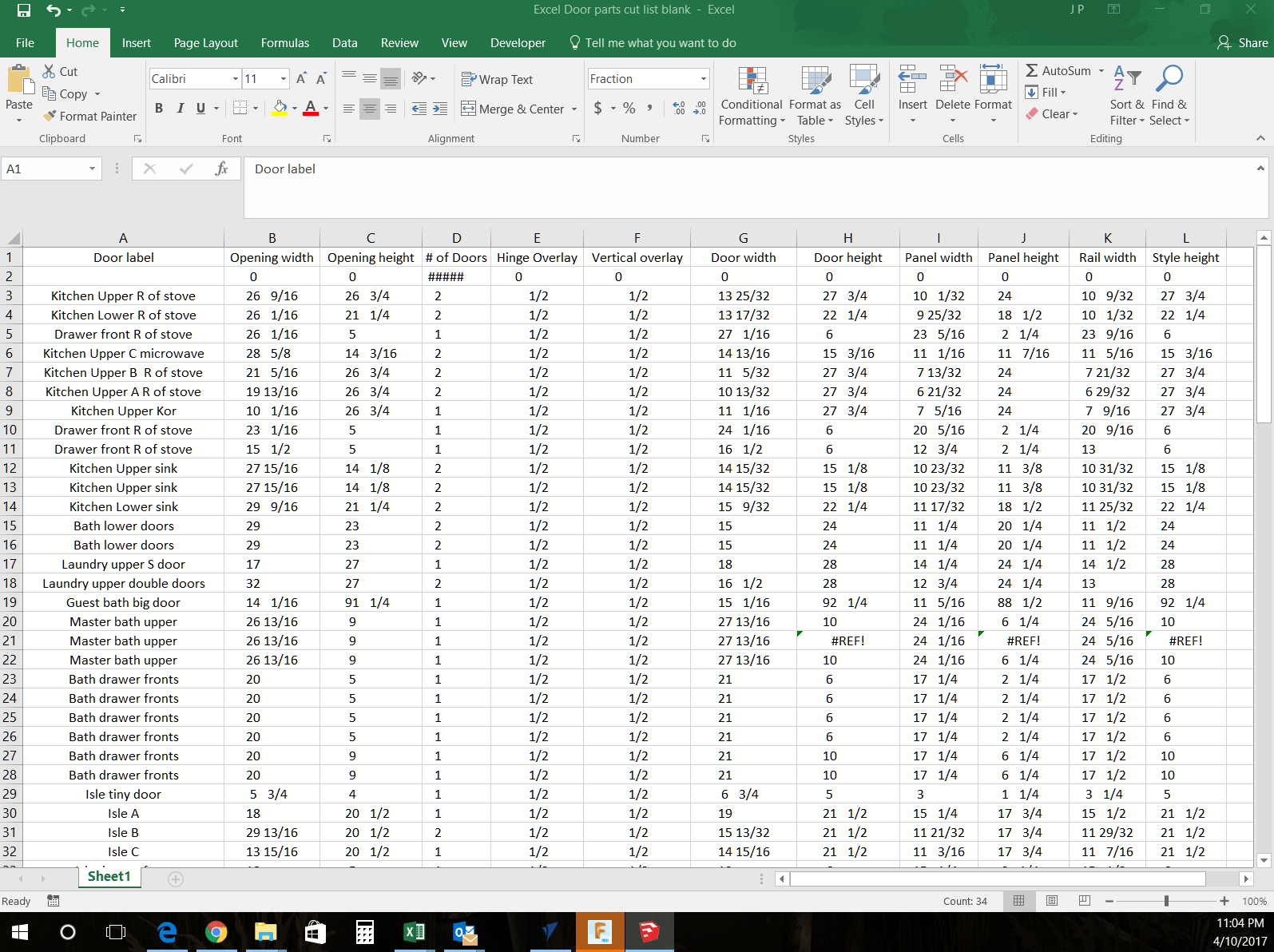 Door parts cut list WOODWEB's Forum