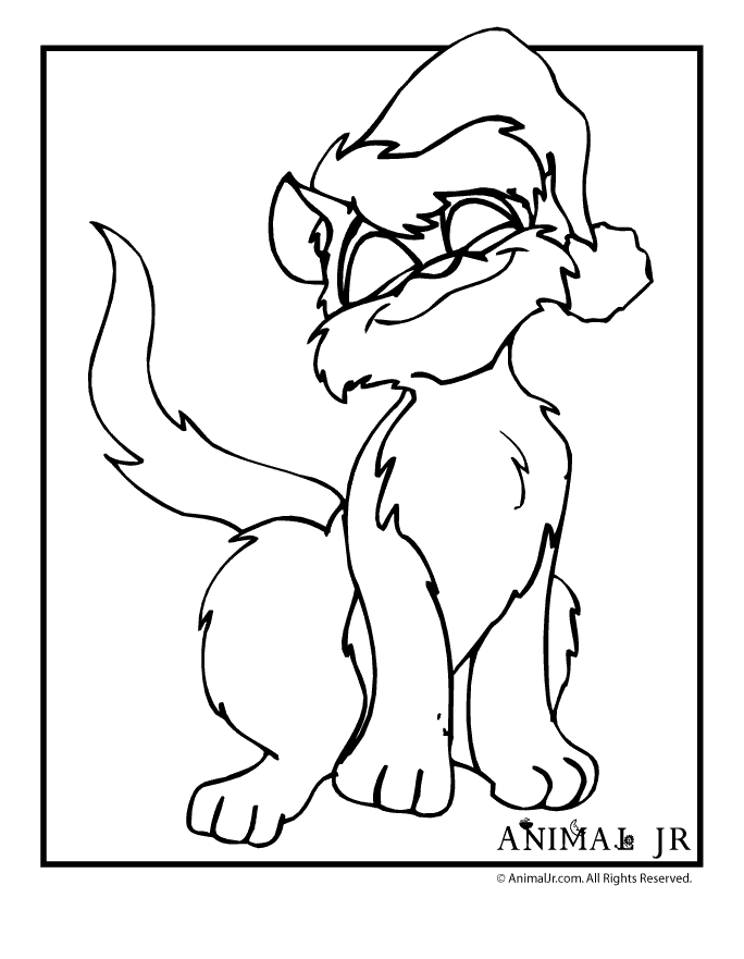 Santa Kitten Christmas Coloring Page Woo! Jr. Kids Activities