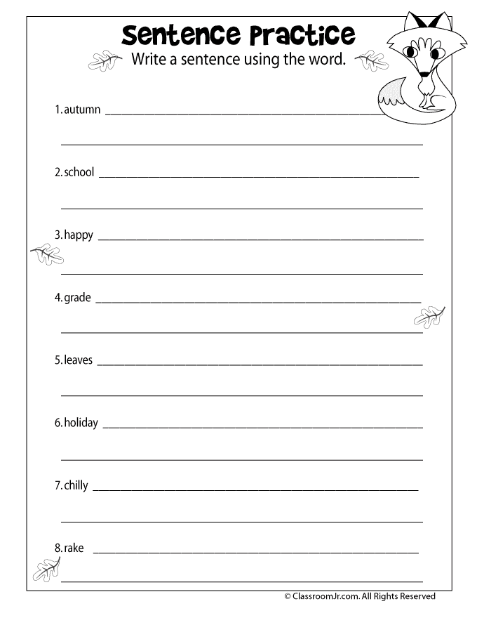 Sentence Writing Practice Worksheets - Imatei