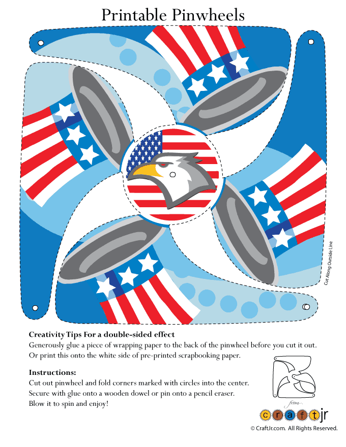 Printable 4th of July Pinwheels Woo! Jr. Kids Activities