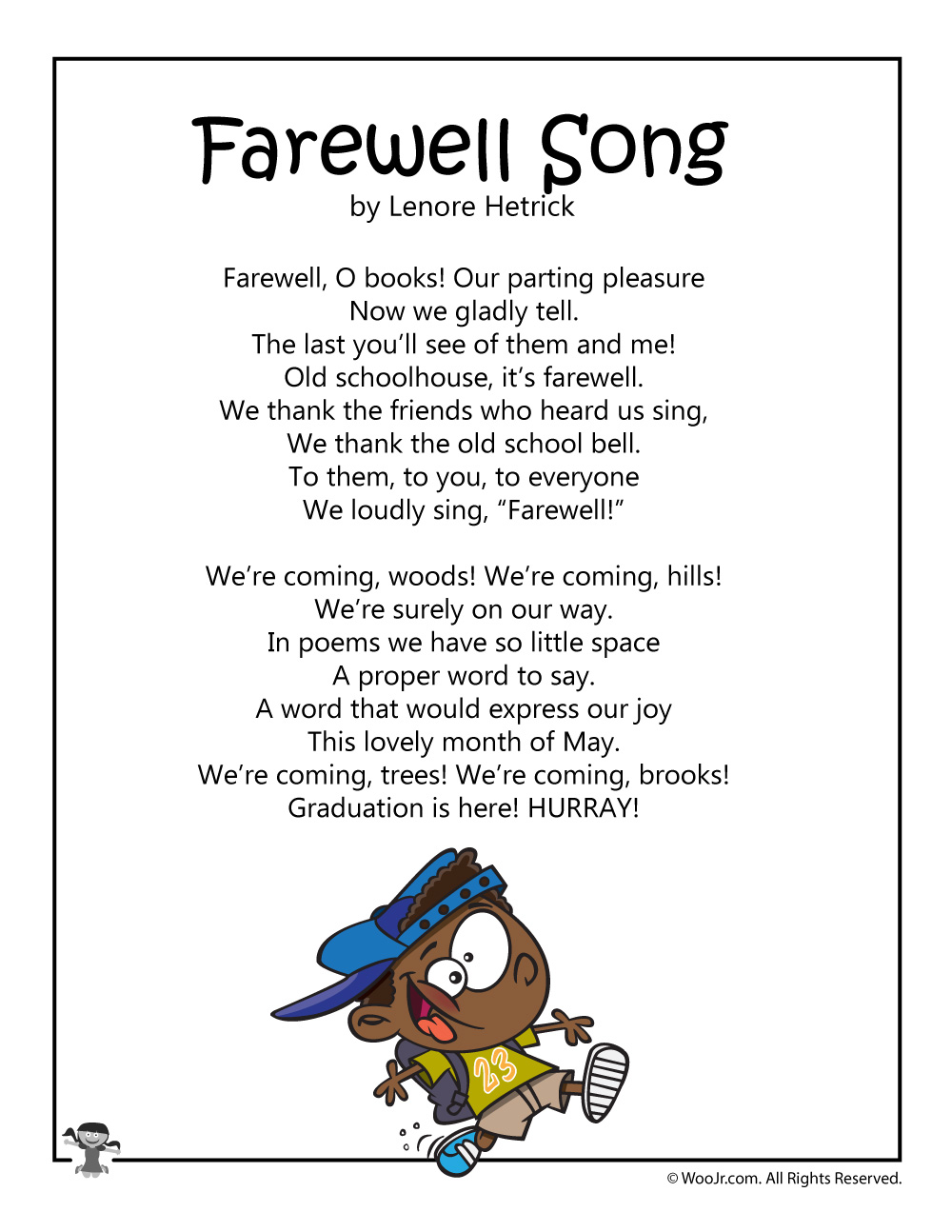 Farewell Song Graduation Poetry Woo! Jr. Kids Activities