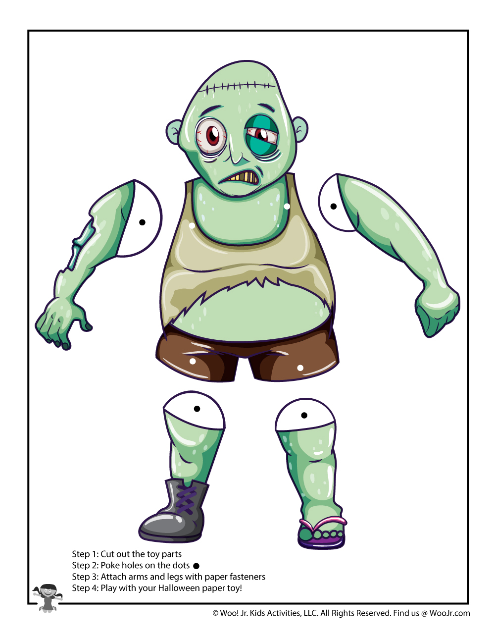 Zombie Paper Puppet Toy Woo! Jr. Kids Activities Children's Publishing