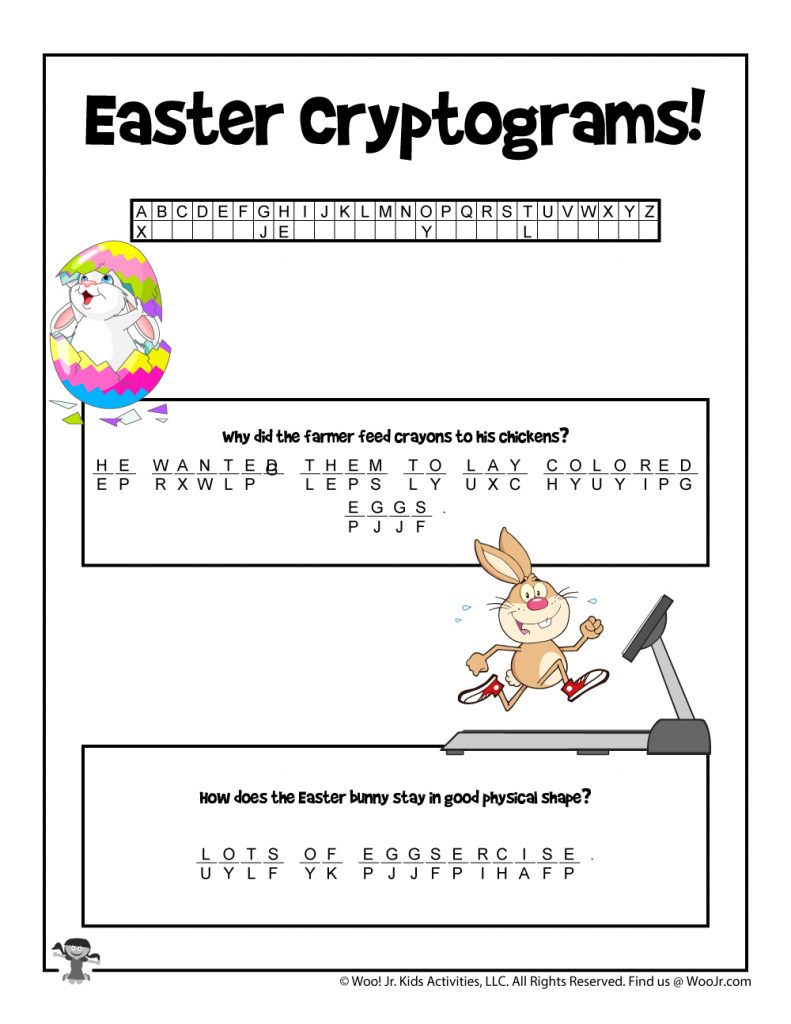 Easter Cryptogram Word Puzzles Woo! Jr. Kids Activities Children's