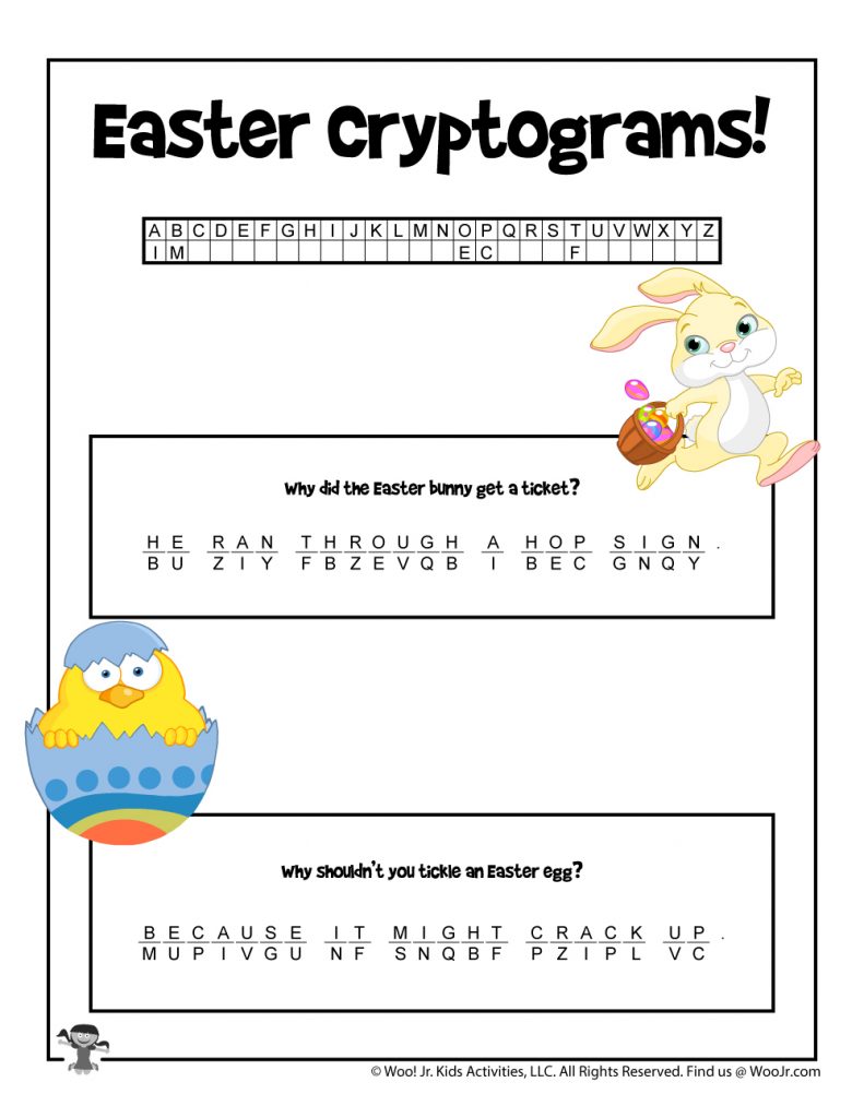 Easter Cryptogram Word Puzzles Woo! Jr. Kids Activities Children's