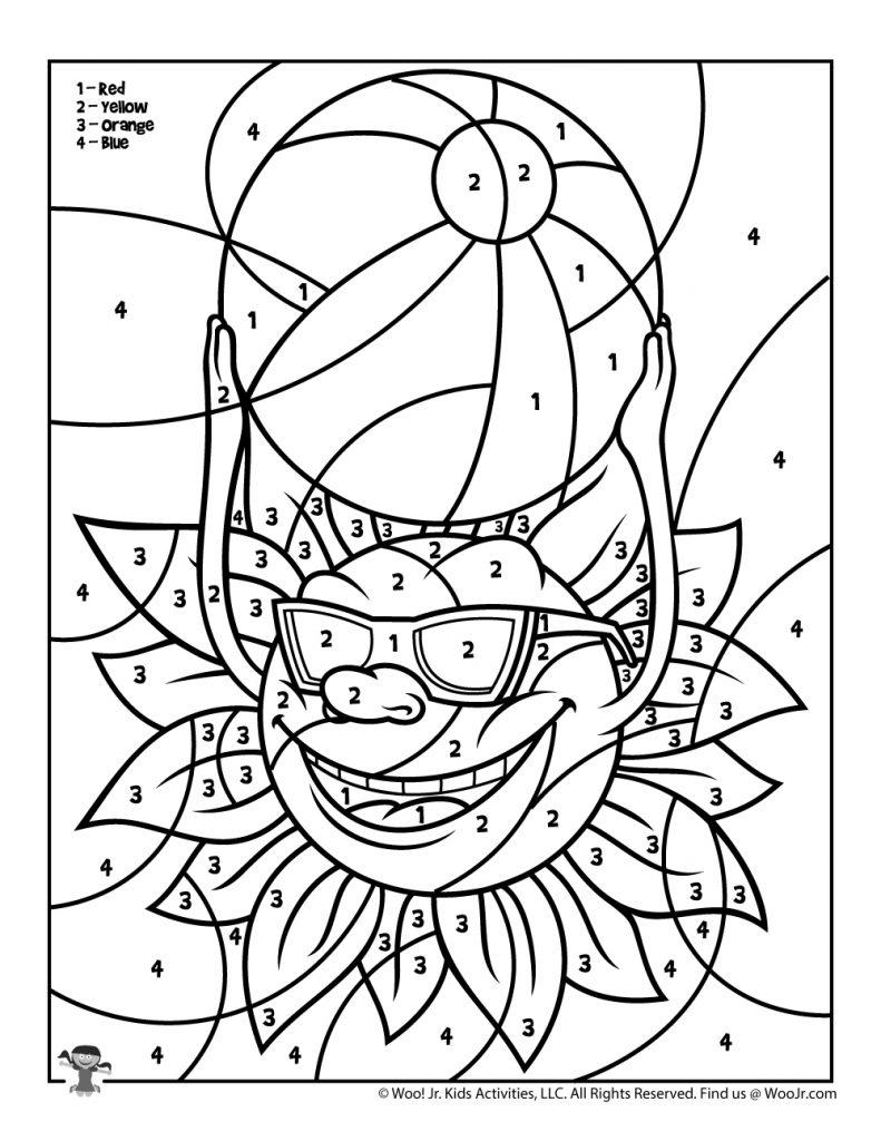 Summer Color by Number Pages Woo! Jr. Kids Activities Children's