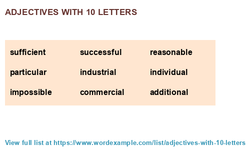 Adjectives with 10 letters (1,000 results)