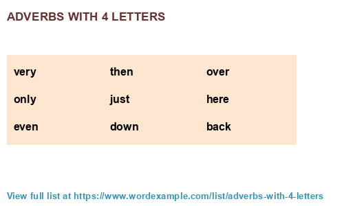 Adverbs with 4 letters (285 results)