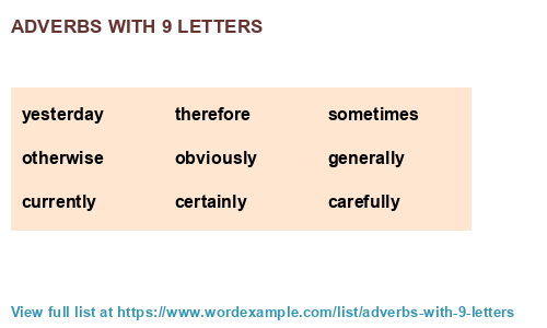 Adverbs with 9 letters (1,000 results)