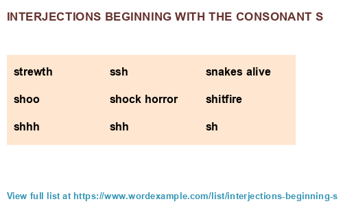 Interjections beginning with the consonant s (174 results)