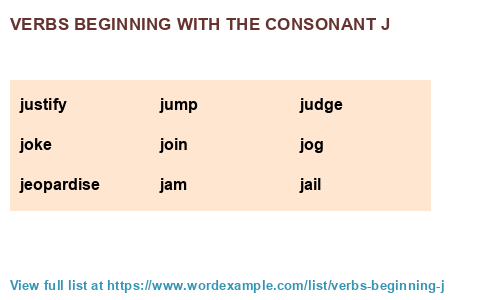 Verbs beginning with the consonant j (314 results)