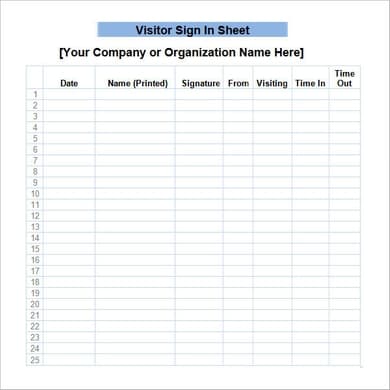 13 Free Sign In Sheet Templates - Word Excel Templates