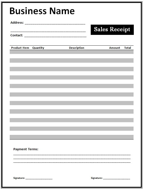 Sales Receipt Template Free Word & Excel Templates