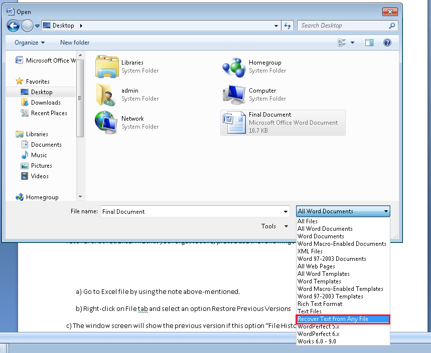 How to Recover Text From Any Word File In MS Word Application
