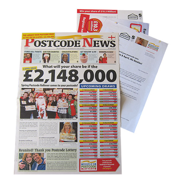 Direct marketing campaign, print and online for national lottery, UK