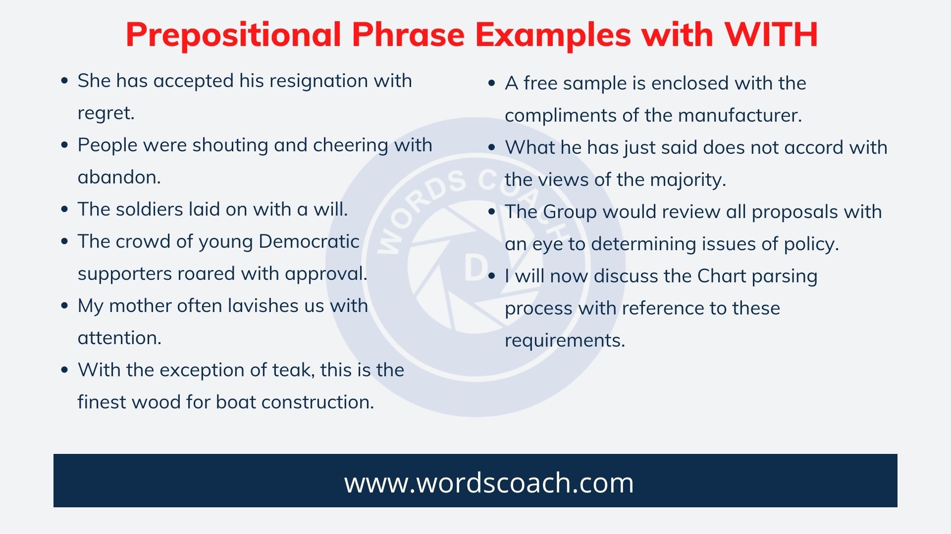 Prepositional Phrases with WITH Word Coach