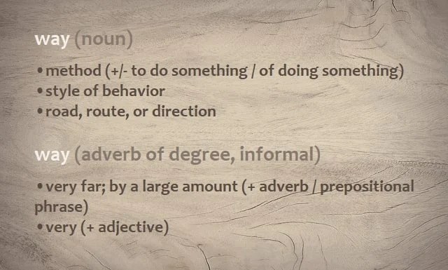 Pengertian, Penggunaan, Contoh Kalimat “Way” (Adverb) dan Artinya